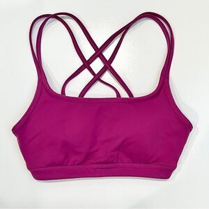 Athleta Strappy X Cross Back Medium Support Sports Bra  - Berry Hot Pink - XS